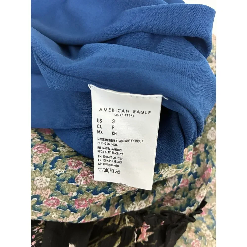 American Eagle Women's S Ruffle Tiered Mini Skirt Smocked Stretch Waist Floral